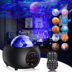 Star Projector Lamp, Starry Sky Projector 32 Modes 10 Planets, Rechargeable Kids Night Light LED Star Projector Lamp Adjustable Brightness Bluetooth With Remote Control For Adult Baby