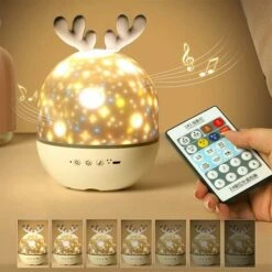Baby Projector Night Light, LED Child Night Light Music And Light Lamp 360° Rotation With 8 Music 6 Movies Theme, USB Remote Control Star Projector Lamp Bedside Lamps Mood Lamps