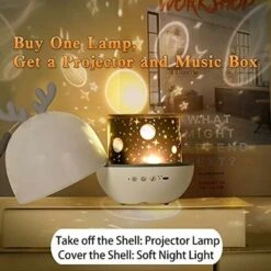 Baby Projector Night Light, LED Child Night Light Music And Light Lamp 360° Rotation With 8 Music 6 Movies Theme, USB Remote Control Star Projector Lamp Bedside Lamps Mood Lamps -Home Lighting 75322385 4