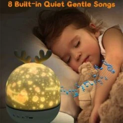 Baby Projector Night Light, LED Child Night Light Music And Light Lamp 360° Rotation With 8 Music 6 Movies Theme, USB Remote Control Star Projector Lamp Bedside Lamps Mood Lamps -Home Lighting 75322385 5