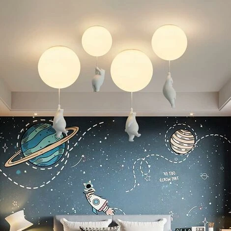 Kids Ceiling Light White Acrylic Lampshade Hanging Boy And Girl Bear Bedroom Indoor Lighting Chandelier Pendant Lights Lamp Pendant Warm Light 3000K 15cm 2 Kids Ceiling Light White Acrylic Lampshade Hanging Boy And Girl Bear Bedroom Indoor Lighting Chandelier Pendant Lights Lamp Pendant Warm Light 3000K 15cm - Image 2