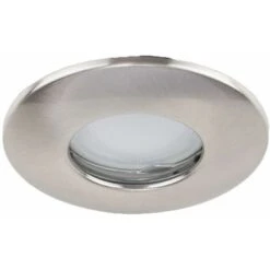 Fire Rated Bathroom IP65 Domed GU10 Ceiling Downlight - Brushed Chrome - No Bulb