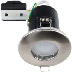 Fire Rated Bathroom IP65 Domed GU10 Ceiling Downlight - Brushed Chrome - No Bulb -Home Lighting 8747243 3