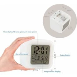 HIASDFLS Réveil Enfant, 7 Couleurs Réveil Veilleuse LED Numerique Lampe, Des Gamins Dessin Animé Chambre Numérique Réveil Chevet Veilleuse La Réveillez-Vous Mignonne Réveil Silencieux Bureau Réveil Ca -Home Lighting 89420415 5