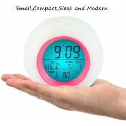 HIASDFLS Réveil Numérique Pour Enfants,LED Avec Lumière De Réveil,Fonction Snooze,Sons D'alarme Naturels,Rétro-éclairage,Température,Affichage, Rose -Home Lighting 89423223 3