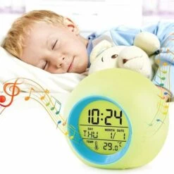 HIASDFLS Réveil Numérique Pour Enfants,LED Avec Lumière De Réveil,Fonction Snooze,Sons D'alarme Naturels,Rétro-éclairage,Température,Affichage, Rose -Home Lighting 89423223 5