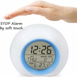 HIASDFLS Réveil Numérique Pour Enfants,LED Avec Lumière De Réveil,Fonction Snooze,Sons D'alarme Naturels,Rétro-éclairage,Température,Affichage, Bleu -Home Lighting 89423959 4