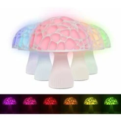3D Printed Mushroom Lamp, Creative Rechargeable LED Night Light Desk Lamp, One Color Remote Control, 16 Colors, Is A Perfect Gift,20cm -Home Lighting 91031668 5