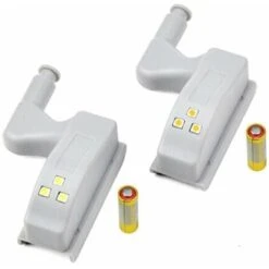 LED Hinge Light Universal Home Kitchen Office Door Light Hotel Cabinet Automatic Switch Cold White Lighting Lamp Cupboard Night Light (Battery Included, 2pcs)