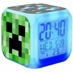 Minecraft Colorful Color Changing Quartet Alarm Clock Led Night Light Birthday Gift Present