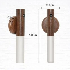 2 PCS LED Wall Sconces, Motion Sensor Night Light, Smart Portable Sensor Night Light Wood USB Rechargeable Magnetic Night Light For Bedroom, Hallway, Stairway Wall Induction Lamp Brown