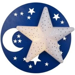 Litecraft Glow Moon & Stars Wall Light LED Children's Night Light - Blue, White
