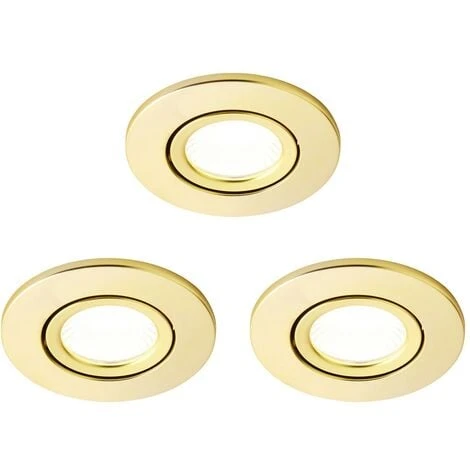 Litecraft Recessed Downlights Fire Tiltable Spotlight In Satin Brass - 3 Pack 1 Litecraft Recessed Downlights Fire Tiltable Spotlight In Satin Brass - 3 Pack