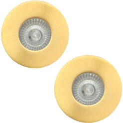 Litecraft Recessed Downlight Fire Rated Fixed Spotlight In Satin Brass - 2 Pack