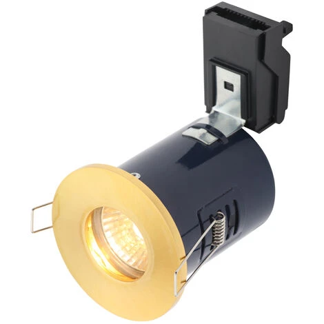 Litecraft Recessed Downlight Fire Rated Fixed Spotlight In Satin Brass - 2 Pack 2 Litecraft Recessed Downlight Fire Rated Fixed Spotlight In Satin Brass - 2 Pack - Image 2