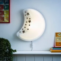 Litecraft Glow Moon & Stars Wall Light LED Children's Night Light - White -Home Lighting 92766354 5