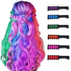 New Hair Chalk Comb Temporary Hair Color Dye For Girls Kids, Washable Hair Chalk For Girls Age 4 5 6 7 8 9 10 Birthday Cosplay DIY, Christmas,New Year 6 Colors