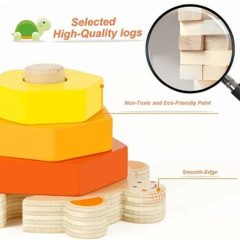 Wooden Toys Stacking Game, Wooden Geometric Shape Stacker Toy Shape Sorting Stacking Game, Educational Wooden Puzzle Toy Gifts For Boys Girls 2 Wooden Toys Stacking Game, Wooden Geometric Shape Stacker Toy Shape Sorting Stacking Game, Educational Wooden Puzzle Toy Gifts For Boys Girls - Image 2