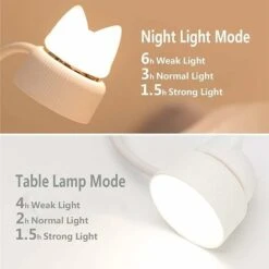Cute Kids Night Light For Reading In Bed Kawaii Clip Lamp USB Rechargeable Book Lamp For Reading In Bed At Night Cute Cat Lamp Birthday Gifts For Teenage Girls (White) -Home Lighting 93490044 4