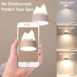 Cute Kids Night Light For Reading In Bed Kawaii Clip Lamp USB Rechargeable Book Lamp For Reading In Bed At Night Cute Cat Lamp Birthday Gifts For Teenage Girls (White) -Home Lighting 93490044 5