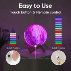 Galaxy Moon Lamp 16 Colors LED 3D Moon Light Lava Lamp, Remote & Touch Control Star Moon Night Light Birthday Gifts 12cm -Home Lighting 93498295 3