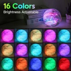 Galaxy Moon Lamp 16 Colors LED 3D Moon Light Lava Lamp, Remote & Touch Control Star Moon Night Light Birthday Gifts 12cm -Home Lighting 93498295 4