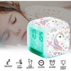 Unicorn Digital Alarm Clocks For Girls, Glowing Night LED LCD Cube -Home Lighting 93513246 3