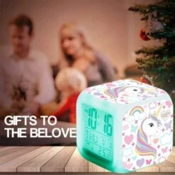 Unicorn Digital Alarm Clocks For Girls, Glowing Night LED LCD Cube -Home Lighting 93513246 4