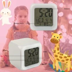 Children's Alarm Clock, Boy Girl Digital Alarm Clock With Seven Color LED Night Light And Alarm Clock Function For School, Birthday Christmas Gifts -Home Lighting 93513539 5