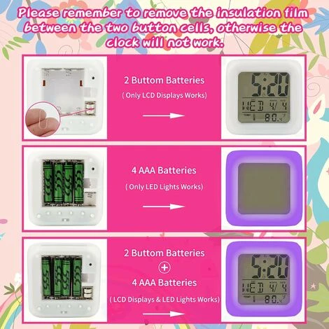 Alarm Clocks For Girls, Unicorn Kids Alarm Clocks With 4-Sided Unicorn Pattern And 9 Kinds Of LED Light Up Alarm Clock Bedside Clock Gifts 4 Alarm Clocks For Girls, Unicorn Kids Alarm Clocks With 4-Sided Unicorn Pattern And 9 Kinds Of LED Light Up Alarm Clock Bedside Clock Gifts - Image 4