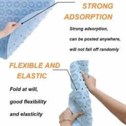 Bath Mat Round Shape Non Slip Shower Mats Mildew Resistant Tub Mats With Suction Cups Textured Rubber Bath Mat With Drain Hole（blue-1st -Home Lighting 93922833 3