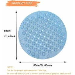 Bath Mat Round Shape Non Slip Shower Mats Mildew Resistant Tub Mats With Suction Cups Textured Rubber Bath Mat With Drain Hole（blue-1st -Home Lighting 93922833 4
