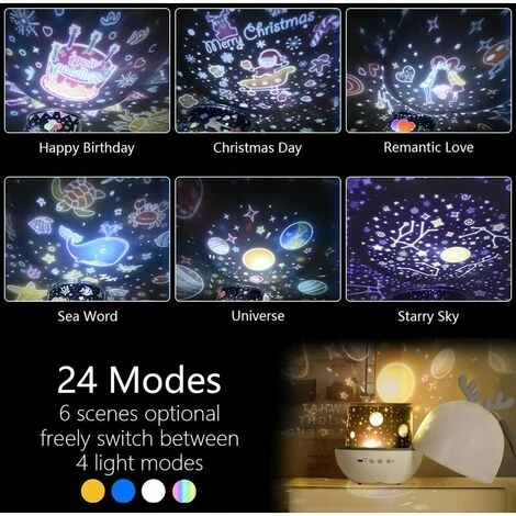 Night Light Projector With Music, Star Light Projecter With Remote Control, 6 Projector Films Baby Nursery Light 360° Rotation Timer Projector Light For Kids Boy Girl Birthday Gift Bedroom/Party Decor 5 Night Light Projector With Music, Star Light Projecter With Remote Control, 6 Projector Films Baby Nursery Light 360° Rotation Timer Projector Light For Kids Boy Girl Birthday Gift Bedroom/Party Decor - Image 5