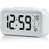 Digital Alarm Clock Morning Alarm Clock, Silent Battery Operated Digital Alarm Clock For Kids Adults Large LED Display Temperature Calendar(White)