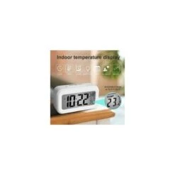Digital Alarm Clock Morning Alarm Clock, Silent Battery Operated Digital Alarm Clock For Kids Adults Large LED Display Temperature Calendar(White) -Home Lighting 94518934 4