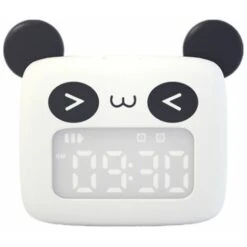 Funny White Panda Kids Alarm Clock USB Rechargeable Alarm Clock