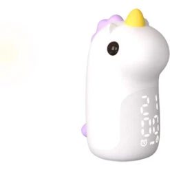 Children's Alarm Clock 2 Colors Night Lights Day/Night Rechargeable, LED Digital Alarm Clock With Cute Unicorn Shape For Girls Boys Teens Alarm Clock (Purple)