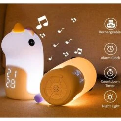 Children's Alarm Clock 2 Colors Night Lights Day/Night Rechargeable, LED Digital Alarm Clock With Cute Unicorn Shape For Girls Boys Teens Alarm Clock (Purple) -Home Lighting 96087462 3