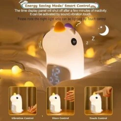 Children's Alarm Clock 2 Colors Night Lights Day/Night Rechargeable, LED Digital Alarm Clock With Cute Unicorn Shape For Girls Boys Teens Alarm Clock (Purple) -Home Lighting 96087462 4