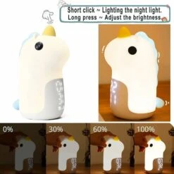 Children's Alarm Clock 2 Colors Night Lights Day/Night Rechargeable, LED Digital Alarm Clock With Cute Unicorn Shape For Girls Boys Teens Alarm Clock (Purple) -Home Lighting 96087462 5