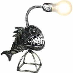 Creative Fisherman Lamp, Fisherman Fish Lamp Art Lamp, Retro Iron Art Shark Lamp, USB Fish Design LED Night Light, Table Lamp For Home Decor (S)