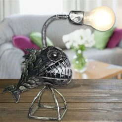 Creative Fisherman Lamp, Fisherman Fish Lamp Art Lamp, Retro Iron Art Shark Lamp, USB Fish Design LED Night Light, Table Lamp For Home Decor (S) -Home Lighting 96090002 3