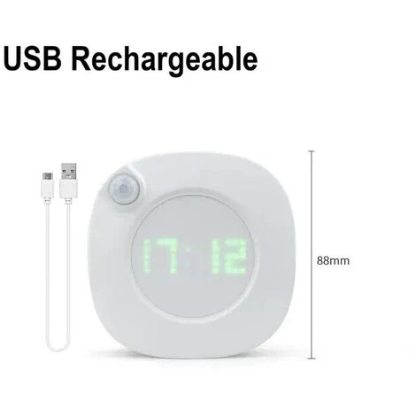 LED PIR Motion Sensor Wall Clock Lamp 360 Degree USB Modern Design Digital Watch Time Indoor Kitchen Bathroom Study Night Light 5 LED PIR Motion Sensor Wall Clock Lamp 360 Degree USB Modern Design Digital Watch Time Indoor Kitchen Bathroom Study Night Light - Image 5