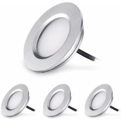 LED Recessed Downlight Extra Flat 3W 12V LED Recessed Lamp Ceiling Light Round Dimmable 240 Lumen Warm White IP44 For Bathroom Living Room Cabin, Boat Car Set Of 4 [Energy Class A++]