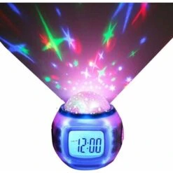 Star Projection LED Alarm Clock Color Changing Calendar With Thermometer