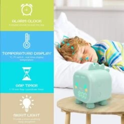 Kids Alarm Clock, Cute Dinosaur Digital Alarm Clock Children's Sleep Trainier, Wake Up Light & Night Light With USB Alarm Clock (Blue) -Home Lighting 97905208 3