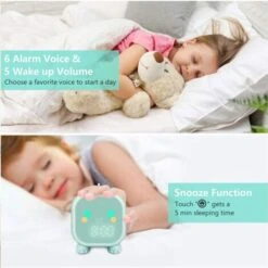 Kids Alarm Clock, Cute Dinosaur Digital Alarm Clock Children's Sleep Trainier, Wake Up Light & Night Light With USB Alarm Clock (Blue) -Home Lighting 97905208 4