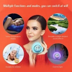 Children's Digital Alarm Clock 7 Colors Child Alarm Clock With Calendar And Thermometer, Clock Creative Round Alarm Clock With LED Night Light For Kids Baby (Color) -Home Lighting 97928735 5