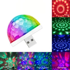 Mini Bola Mágica De Cristal USB Para Coche, Teléfono Móvil, Atmósfera Colorida Giratoria, Cielo Estrellado, Luz De Escenario, Control De Voz, Luz Led Disco Dj