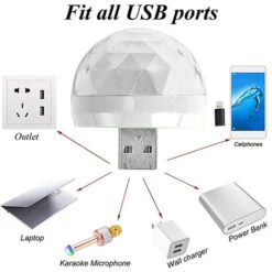 Mini Bola Mágica De Cristal USB Para Coche, Teléfono Móvil, Atmósfera Colorida Giratoria, Cielo Estrellado, Luz De Escenario, Control De Voz, Luz Led Disco Dj -Home Lighting 98833670 3